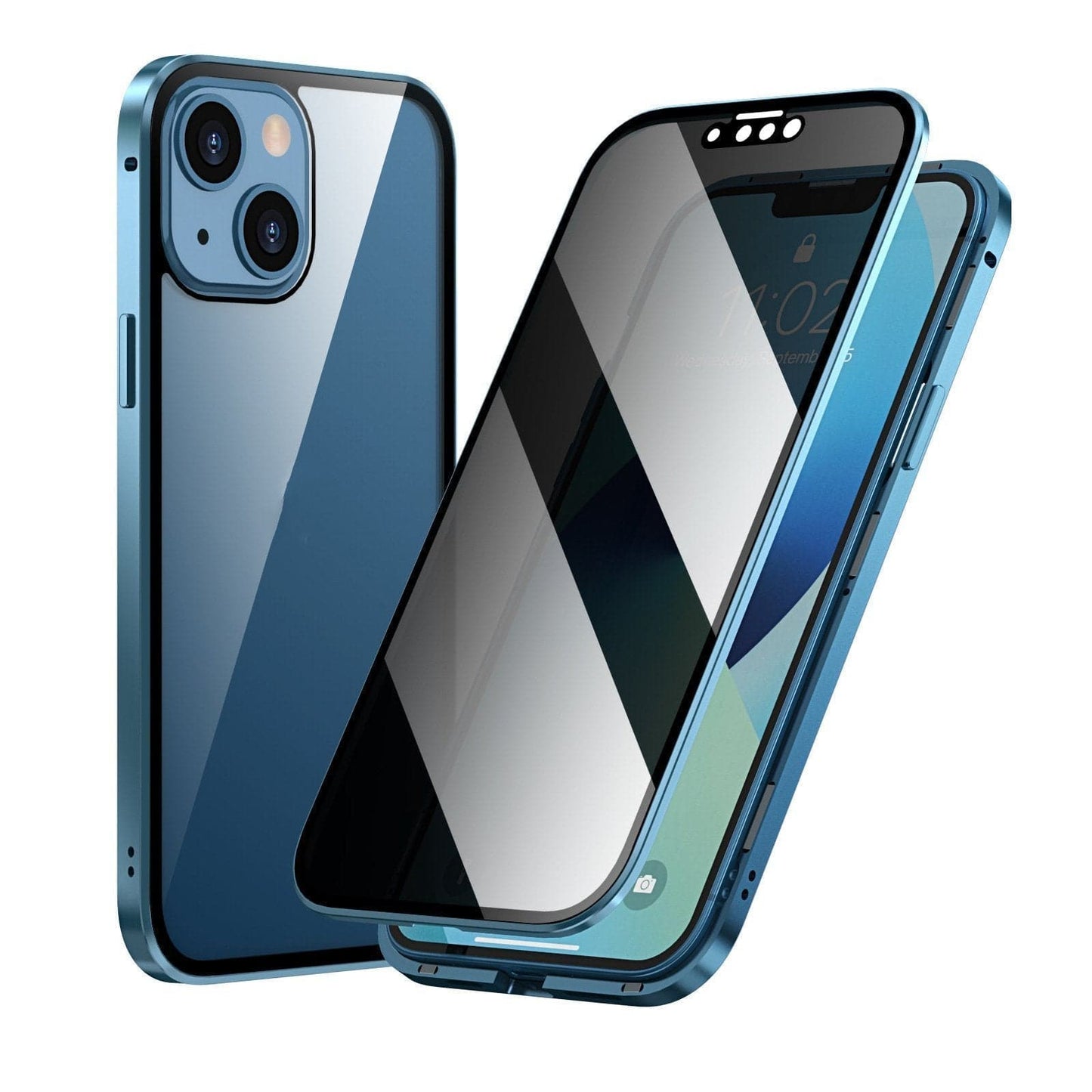 Coque de Téléphone Anti-Espion 360° avec Verre Trempé Transparent