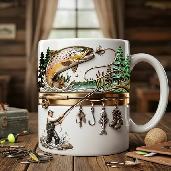 Tasse à Café Pêcheur « Hooked on Fishing » – Cadeau Original pour Amateurs de Pêche