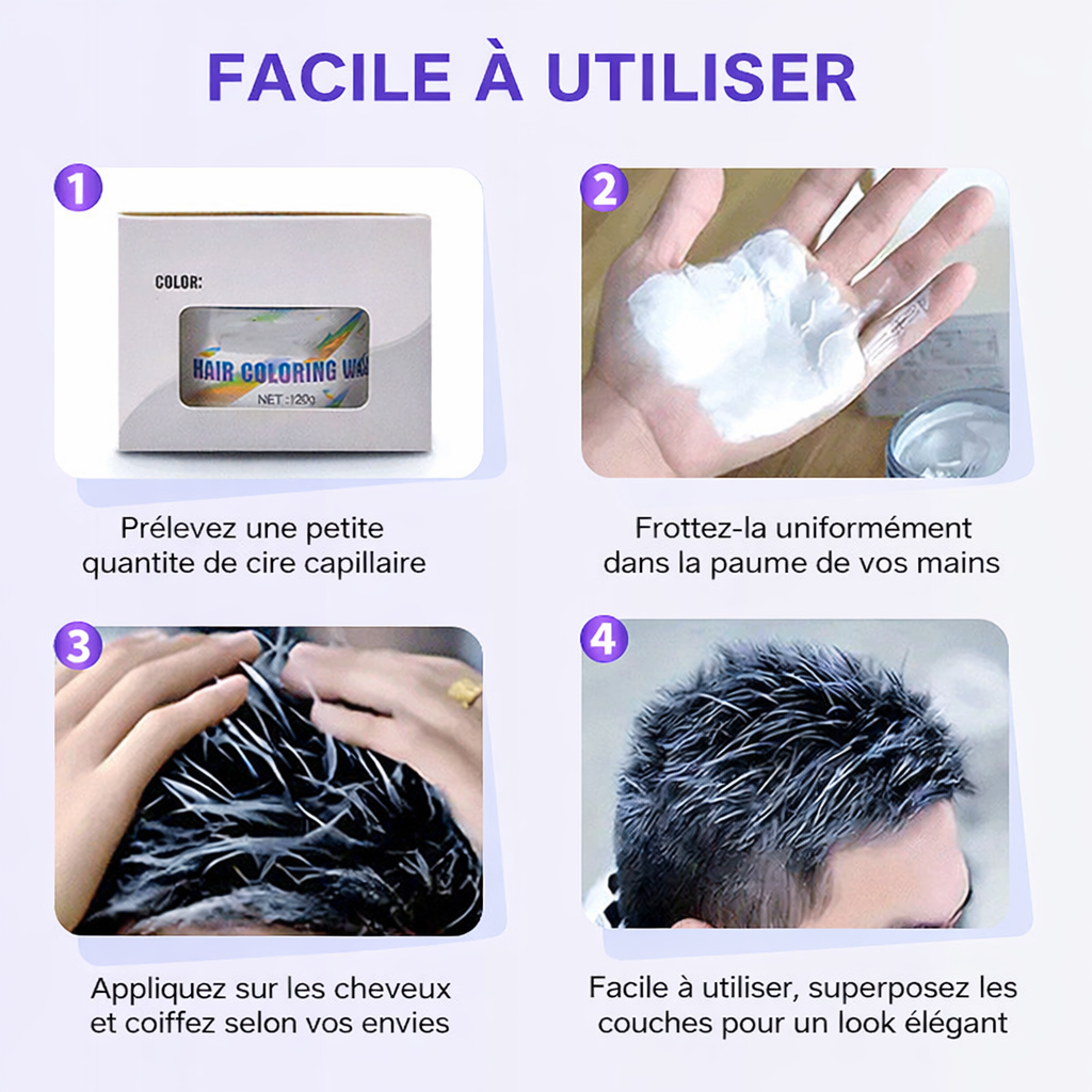 Cire Coiffante Colorante Temporaire pour le Styling des Cheveux