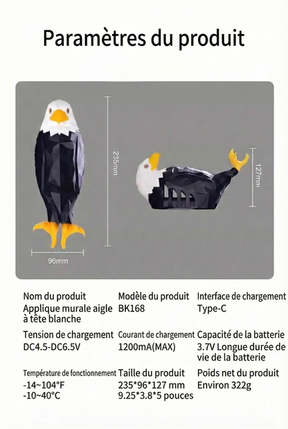 Lampe Murale Décorative Aigle – Design Art & Lumière Douce