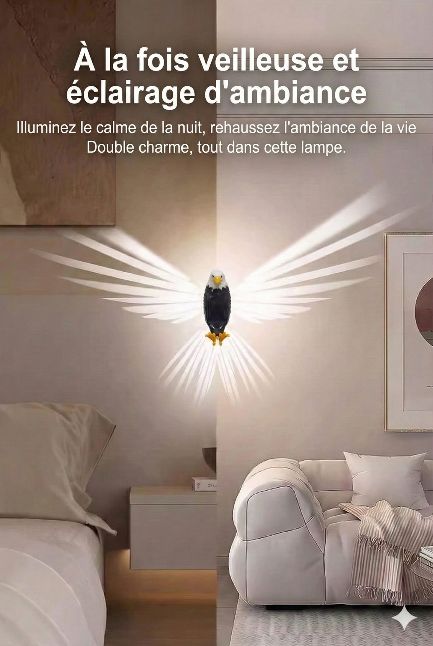 Lampe Murale Décorative Aigle – Design Art & Lumière Douce